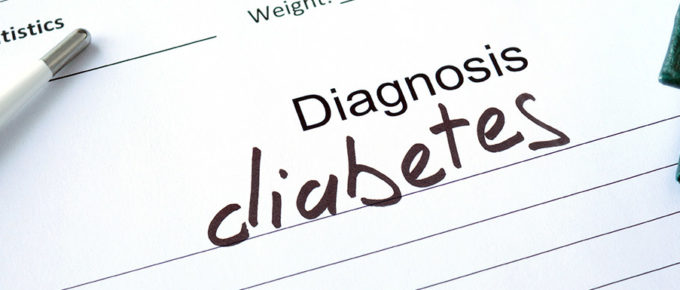 Diagnose Diabetes auf einem Notizblock geschrieben